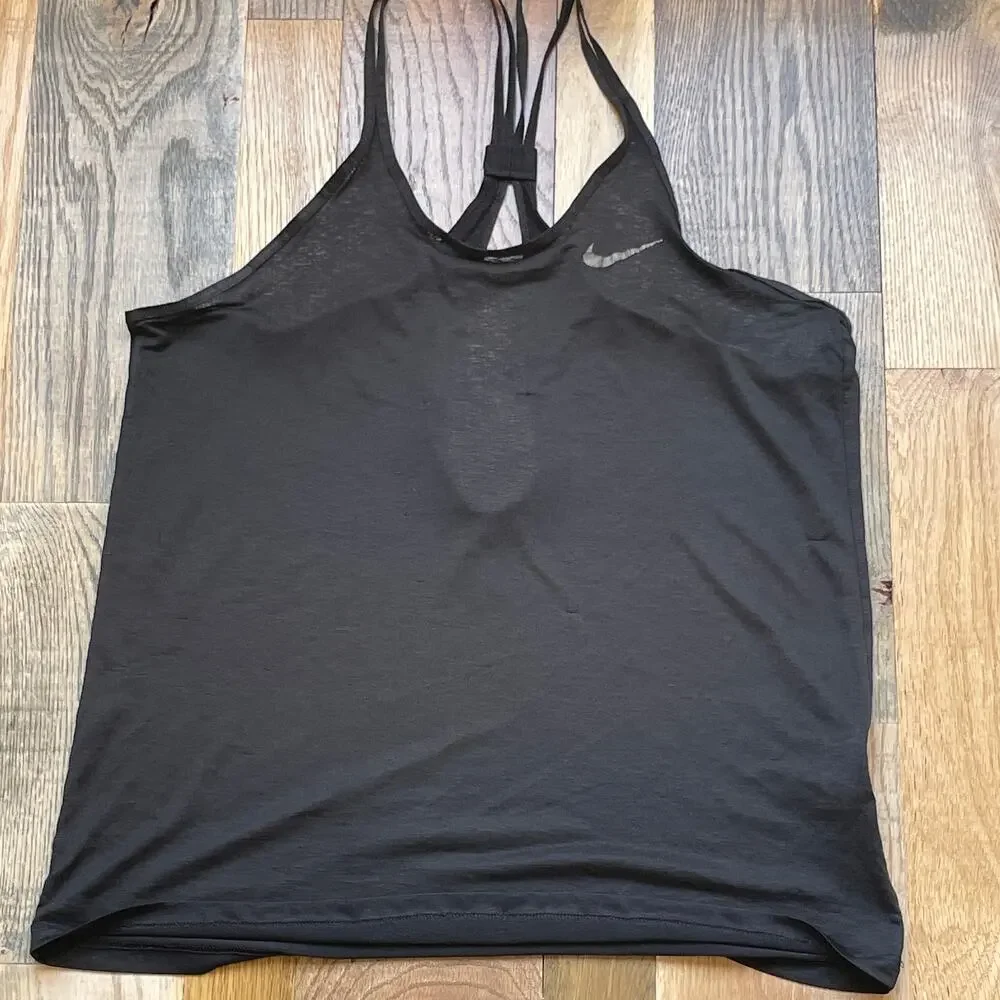 Nike Dri-FIT Strappy Racerback Tank Top Women's Small Black Running